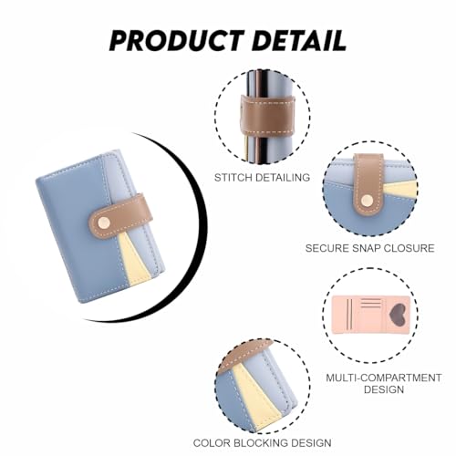 Elios Women's Wallet Color-Blocking Design Vegan Leather Trifold Small Card Holder Compact Ladies Purse with Multiple Card Slots RFID Blocking | Snap Closure | Mini Purse for Women (Beige) - Image 4