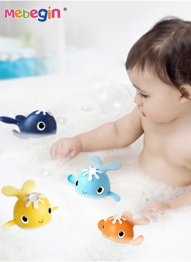 MEBEGIN - 4PCS Magnetic Bath Fishing Set, Fun Fishing Game with 2 Clockwork Whales, Floating Pool Bathtub Toys, Water Tub Toys Set with Fishing Net and Rod, Creative Bath Toy for Babies - Image 1