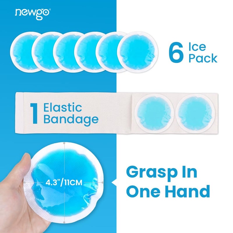 NEWGO Small Ice Packs for Injuries, 6 Pack Round Ice Packs for Face, FSA Eligible, Hot Cold Pack Circular Cold Compress with Cloth Backing & Sleeve for Pain Relief, Toothaches - Image 4