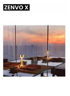 zenvo X Modern Table Lamp Cordless Lighting 3W Dumbbells Style Dimmable Touch Switch LED Rechargeable Wireless Aluminium Desk Lamp for Restaurant Reading Bar Coffee Shop  - Image 2