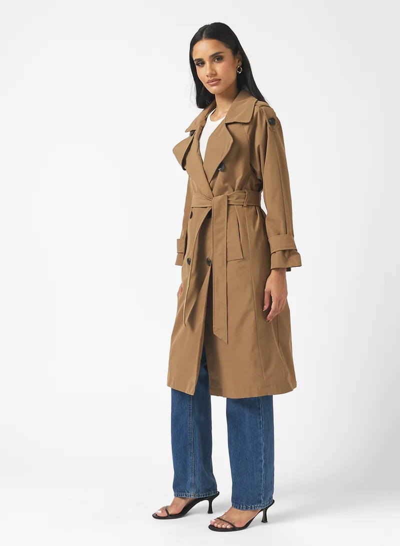 جينجر Oversize Woven Trench Coat