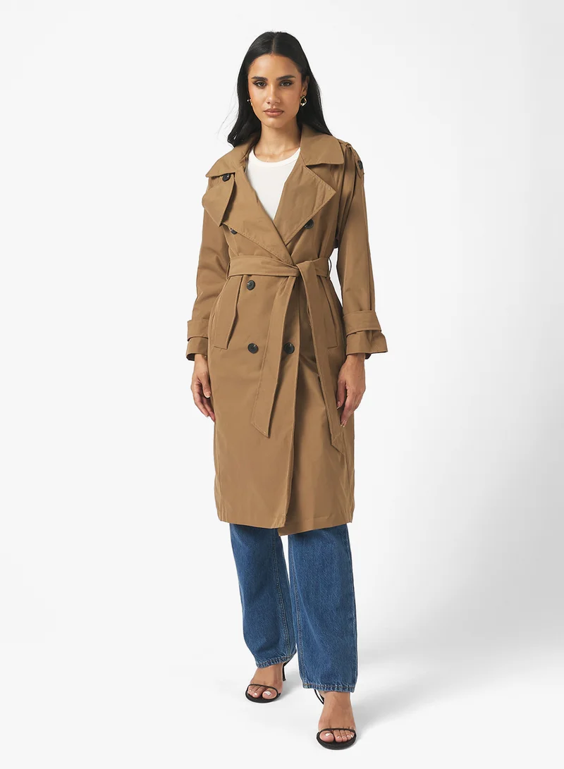 جينجر Oversize Woven Trench Coat