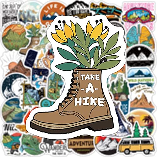 iDream Camping Landscape Adventure Stickers (3-8 cm) – Waterproof Vinyl for Laptop, Desk, Skateboard, Luggage, Guitar, Toy, Furniture, DIY Scrapbooking – (Set of 100) Travel & Climbing Designs - Image 5