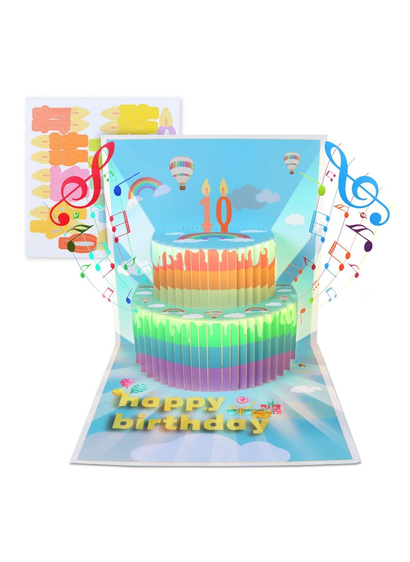 SYOSI - Musical Birthday Cards, 3D DIY Pop Up Light Up Happy Birthday Card, Happy Birthday Pop Up Card with Lights and Music, Happy Birthday Card Gifts for Women Men Mom Kids Exploding Singing Popup Cards - Image 1