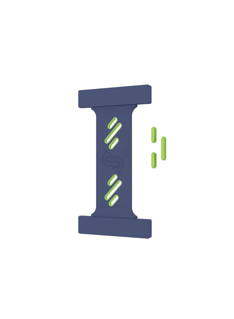 Remson حزام قبضة الهاتف من سلسلة Remson Mag-X مصنوع من السيليكون مع أزرار قابلة للفصل (أزرق منتصف الليل/أخضر نيون)