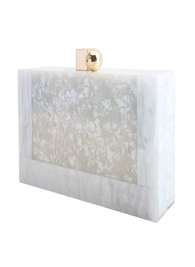 LETODE New acrylic contrast color stitching clutch for Women Wedding Party Clutch bag (5240-WHITE) - Image 2