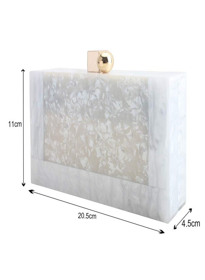 LETODE New acrylic contrast color stitching clutch for Women Wedding Party Clutch bag (5240-WHITE) - Image 3