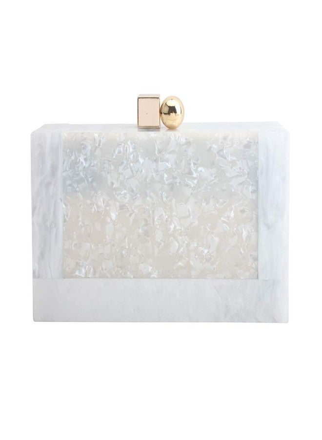 LETODE New acrylic contrast color stitching clutch for Women Wedding Party Clutch bag (5240-WHITE) - Image 1