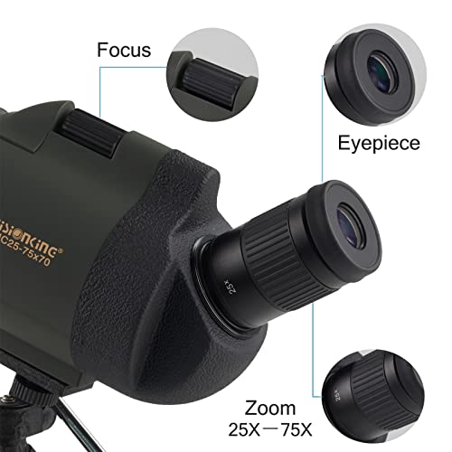 Visionking 25-75x70 Maksutov Spotting Scope for Target Shooting, Observation of Birds and Wildlife Observation of Scenery (Green) - Image 4