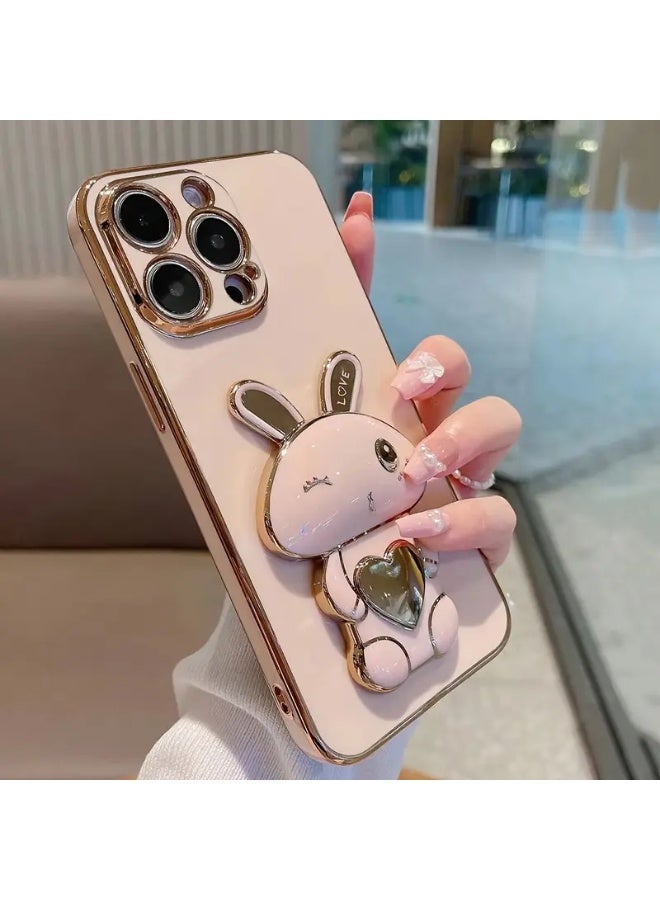 Arabash A Cute And Minimalist Electroplated Rabbit Stand Case Designed for Iphone 16 Pro Max - Image 5