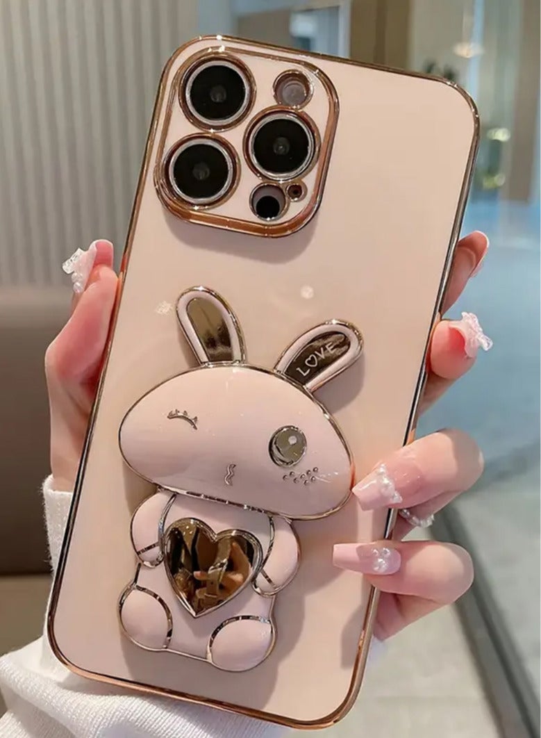 Arabash A Cute And Minimalist Electroplated Rabbit Stand Case Designed for Iphone 16 Pro Max - Image 1