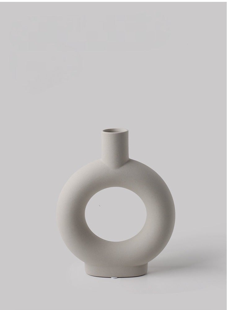 Bluejw Ceramic Vase For Modern Home Decor,Round Matte Pampas Flower Vases Minimalist Nordic Boho Ins Style For Wedding Dinner Table Party Living Room Office Bedroom, Decorative Gift  - Image 1
