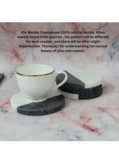 R&M RM Coasters for Dining Table Hot Pots | Marble Material | Decor Accessories Beautiful Fit for Tea Cups, Coffee Mugs & Glasses | Housewarming Gift | Round Coasters with Dual Colour (Set of 4)  - Image 4