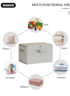 DUNISO 2 Pack Closet Storage Box with Zipper Lid, Dust Proof Attic Fabric Storage Box, Foldable Closet Storage Bins with Durable Handles, Wardrobe Clothes Organizer with Lid, Storage Basket for Seasonal Garment Organizer for Home, Closet, Office  - Image 2