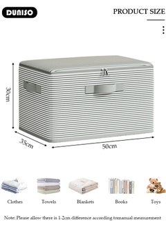 DUNISO 2 Pack Closet Storage Box with Zipper Lid, Dust Proof Attic Fabric Storage Box, Foldable Closet Storage Bins with Durable Handles, Wardrobe Clothes Organizer with Lid, Storage Basket for Seasonal Garment Organizer for Home, Closet, Office  - Image 4