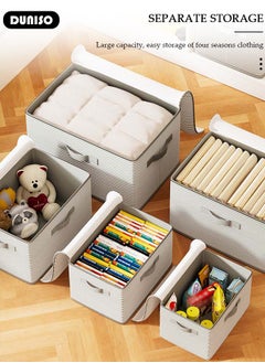 DUNISO 2 Pack Closet Storage Box with Zipper Lid, Dust Proof Attic Fabric Storage Box, Foldable Closet Storage Bins with Durable Handles, Wardrobe Clothes Organizer with Lid, Storage Basket for Seasonal Garment Organizer for Home, Closet, Office  - Image 3