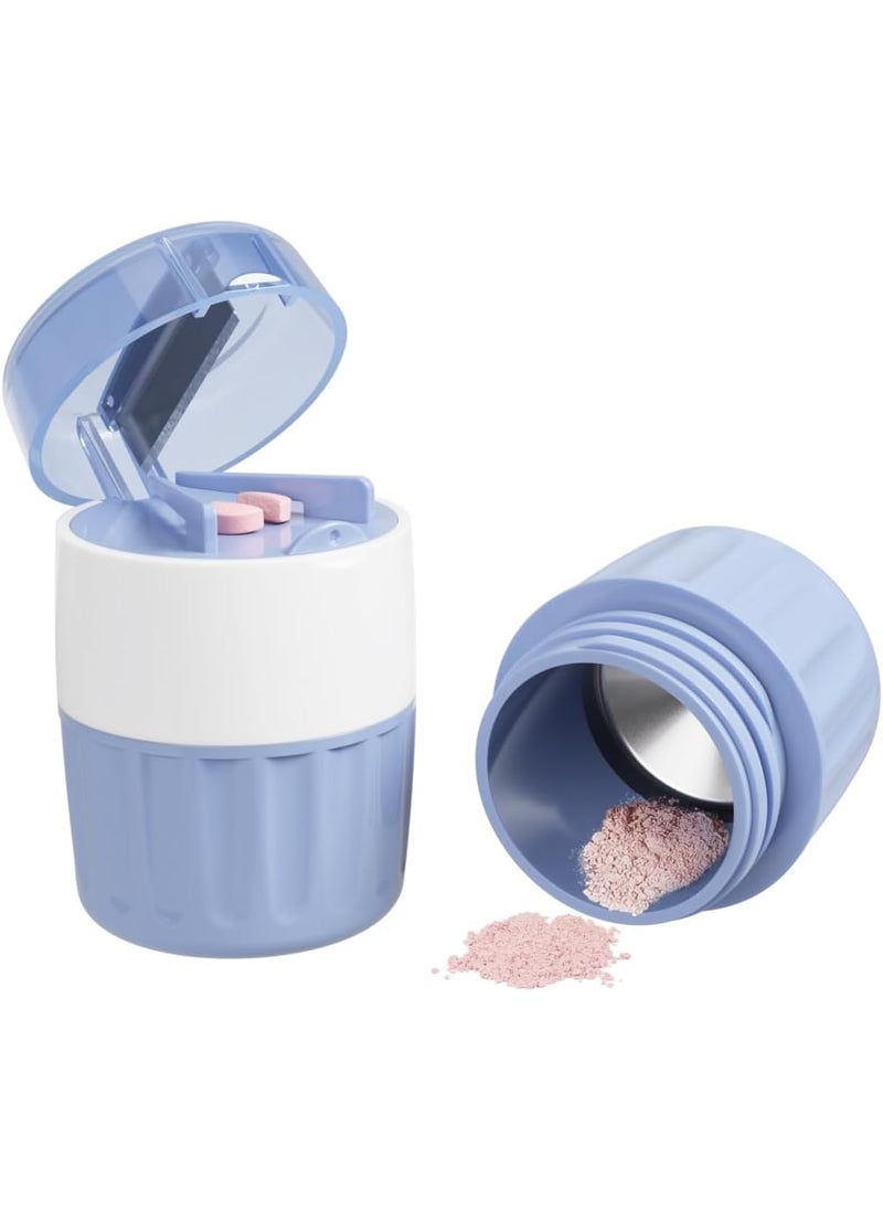 Ezy Dose EZY DOSE Pill Crusher and Cutter 3-in-1, Crushes Cuts, and Stores Pills, Vitamins, Tablets, Built-in Storage Compartment, Features Stainless-Steel Blade, Portable and Travel-Friendly, Blue, BPA Free 
