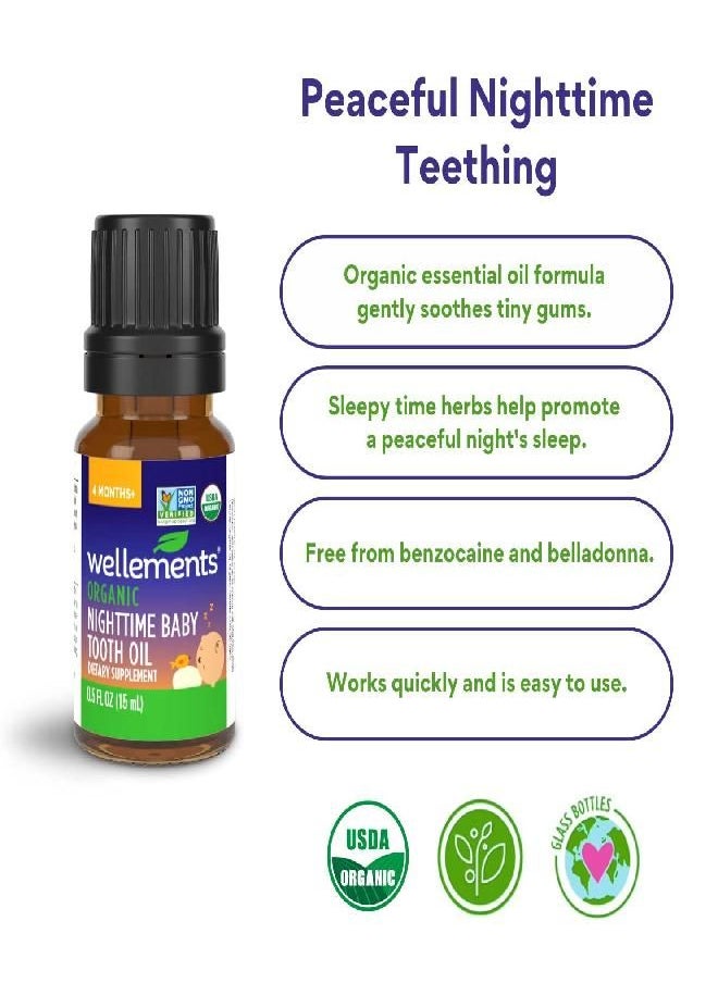 Wellements - Wellements Organic Nighttime Baby Tooth Oil, Gently Soothes Tiny Gums, Natural Nighttime Teething Relief for Babies, Organic Blend of Essential Oils & Sleepytime Herbs* 0.5 Fl Oz. 4 Months + - Image 1