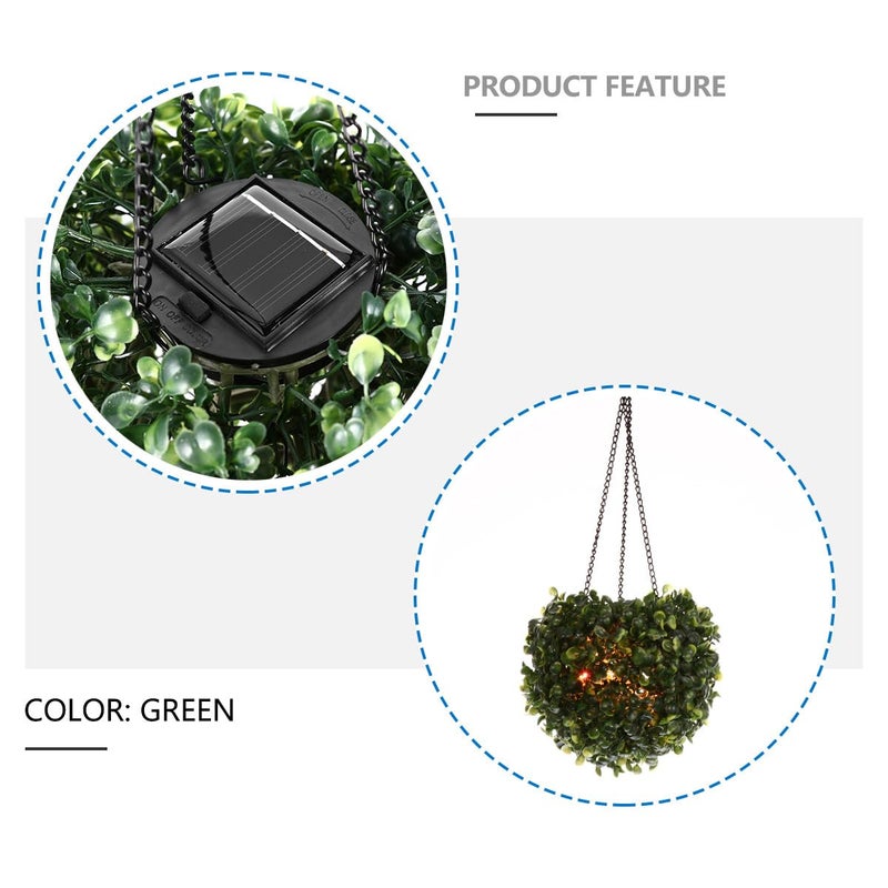 Solar Powered Rattan Flower Ball LED Light Outdoor Patio Garden Hanging Lamp Leaf Design - Image 5