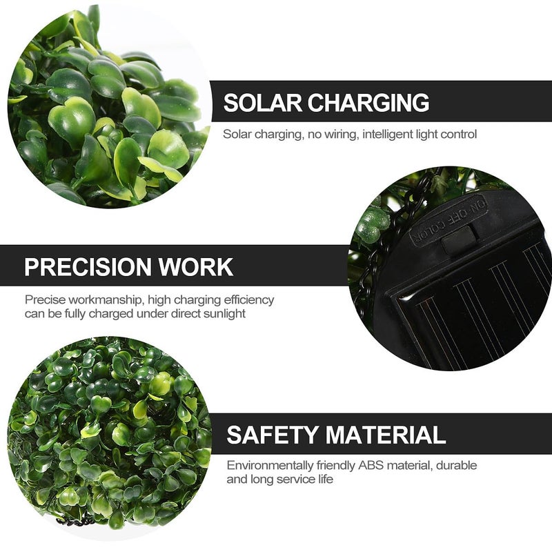 Solar Powered Rattan Flower Ball LED Light Outdoor Patio Garden Hanging Lamp Leaf Design - Image 4