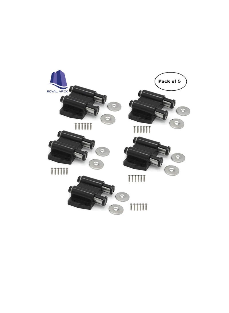 Magnetic Door Catcher Cabinet Closet Catches with SS Screws for Home Kitchen Bathroom Office Furniture (Double Black, Pack of 5 - Image 1