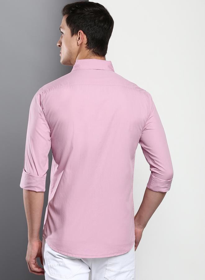 Dennis Lingo Slim Fit Mauve Men's Casual Shirt, Spread Collar, Full Sleeves, 100% Cotton, - Image 3