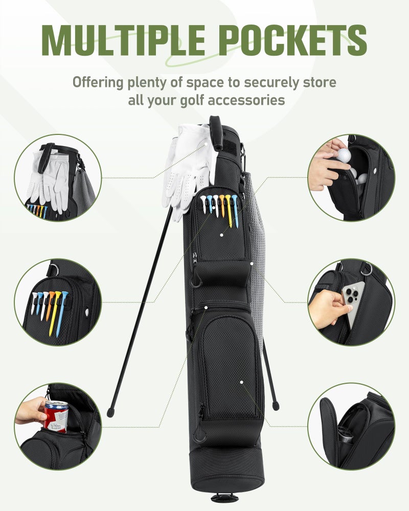 RIOROO Golf Stand Bag, 3 Way Lightweight Par 3 Golf Bag Dividers Fits Up to 9 Clubs, Easy to Carry Pitch n Putt Golf Bag for Driving Range and Executive Courses - Image 4