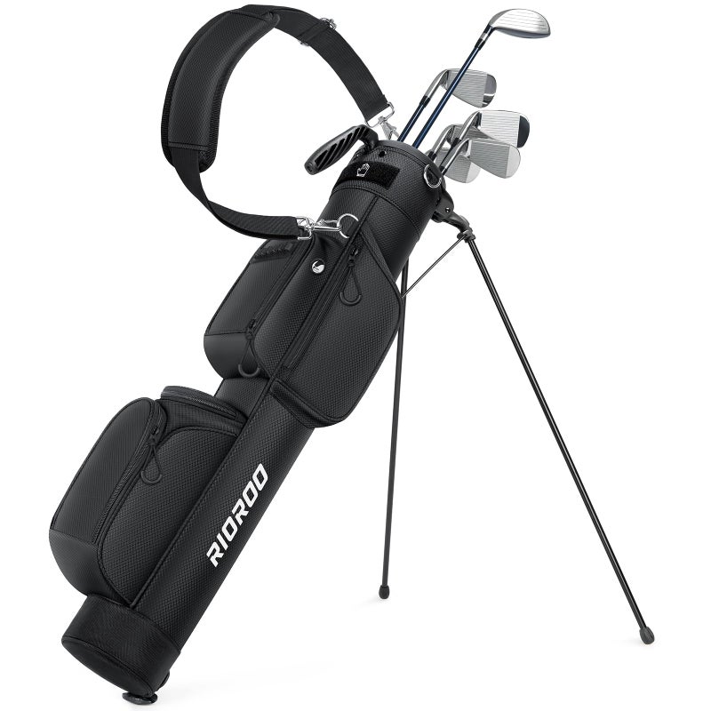 RIOROO Golf Stand Bag, 3 Way Lightweight Par 3 Golf Bag Dividers Fits Up to 9 Clubs, Easy to Carry Pitch n Putt Golf Bag for Driving Range and Executive Courses - Image 1