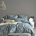 mixinni Blue Floral Duvet Cover King Size Cotton Flowers Pattern King Bedding Set Garden Style Comforter Cover Set with Zipper ClosureLuxury Quality Soft Durable Easy Care 3pcs King Size - Image 2