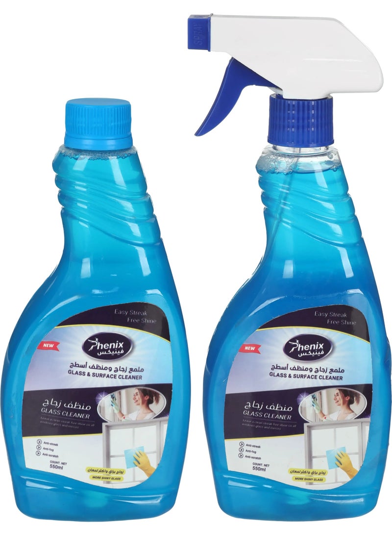 فينيكس سائل منظف زجاج فينيكس، قطعتين، 550 مل - ازرق - Image 1