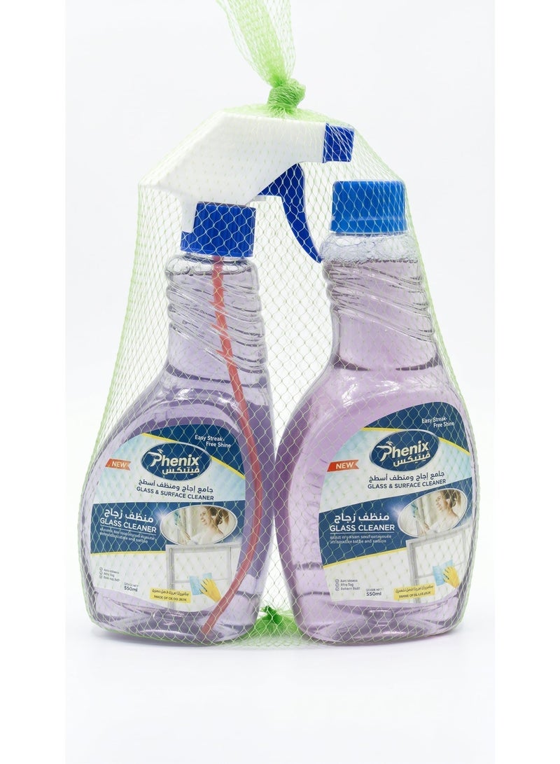 Phenix Liquid Glass Cleaner, 2 Pieces, 550 ml - Blue - Image 2