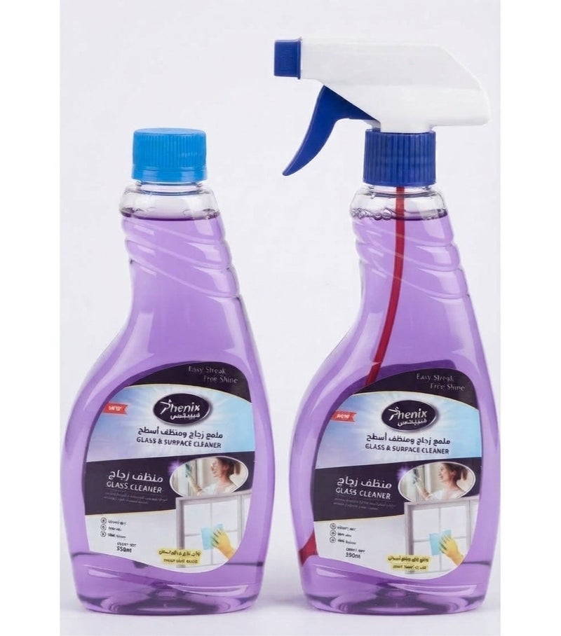 Phenix Liquid Glass Cleaner, 2 Pieces, 550 ml - Blue - Image 1