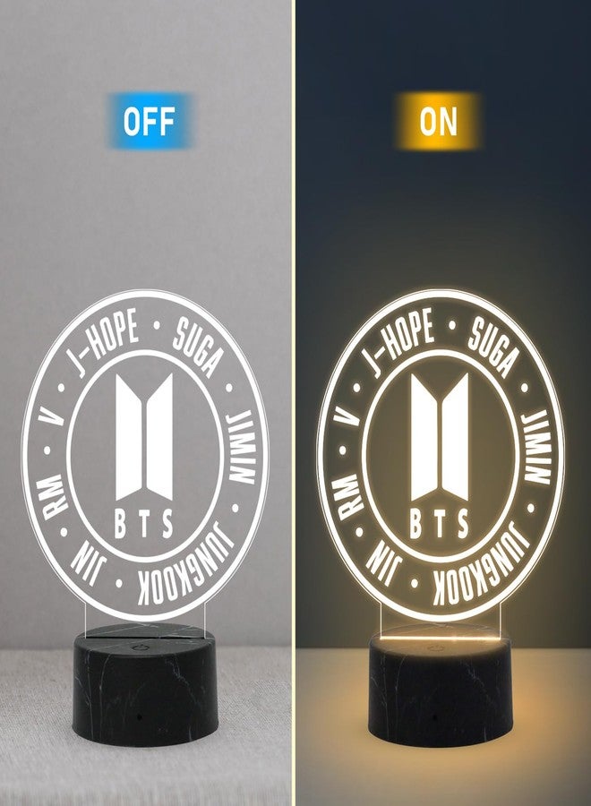 GIFTMEBAZAR هدية ثلاثية الأبعاد من جيفت ميبازار لمحبي فرقة BTS | مصباح ليلي لمحبي فرقة BTS، هدية مثالية للنساء والفتيات والصديقات والمراهقات، وهدية مميزة لأعياد الميلاد | إضاءة ديكور منزلي | ضوء أبيض دافئ ويعمل بمنفذ USB - Image 2