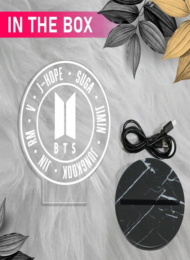 GIFTMEBAZAR هدية ثلاثية الأبعاد من جيفت ميبازار لمحبي فرقة BTS | مصباح ليلي لمحبي فرقة BTS، هدية مثالية للنساء والفتيات والصديقات والمراهقات، وهدية مميزة لأعياد الميلاد | إضاءة ديكور منزلي | ضوء أبيض دافئ ويعمل بمنفذ USB - Image 5