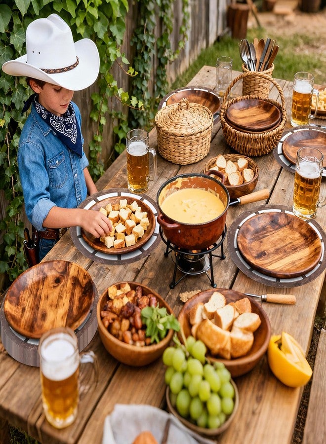 Kuabiz 50 Pcs Western Paper Placemats 13.5 Inch Scalloped Wagon Wheel Paper Placemats Disposable Wood Cartwheel Place Mats Western Decor for Wild West Themed Tableware Country Cowboy Party Supplies - Image 4