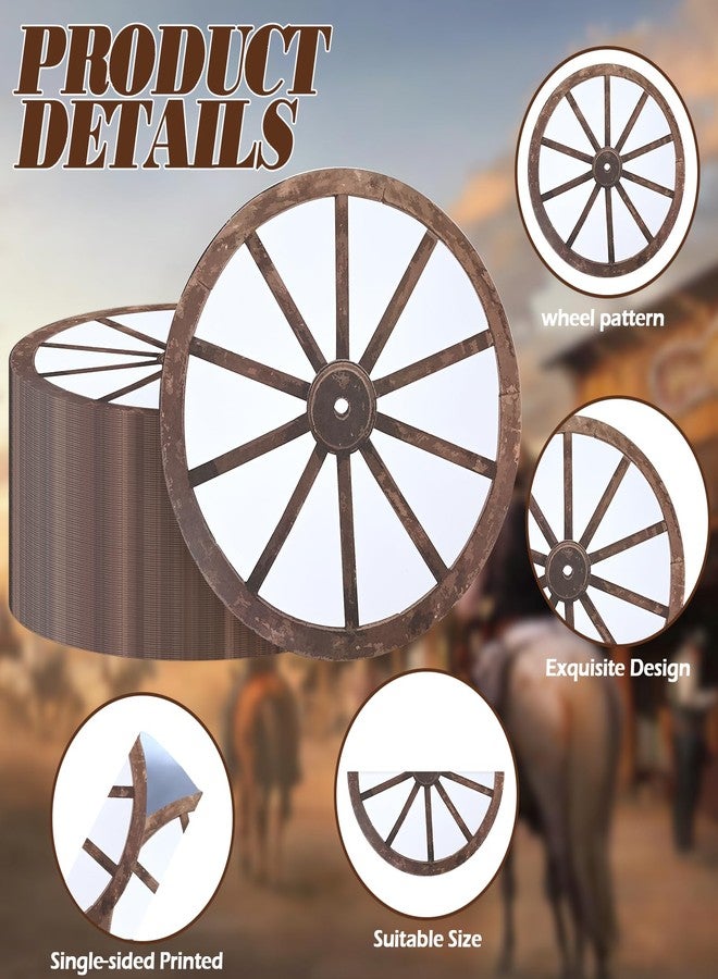 Kuabiz 50 Pcs Western Paper Placemats 13.5 Inch Scalloped Wagon Wheel Paper Placemats Disposable Wood Cartwheel Place Mats Western Decor for Wild West Themed Tableware Country Cowboy Party Supplies - Image 3