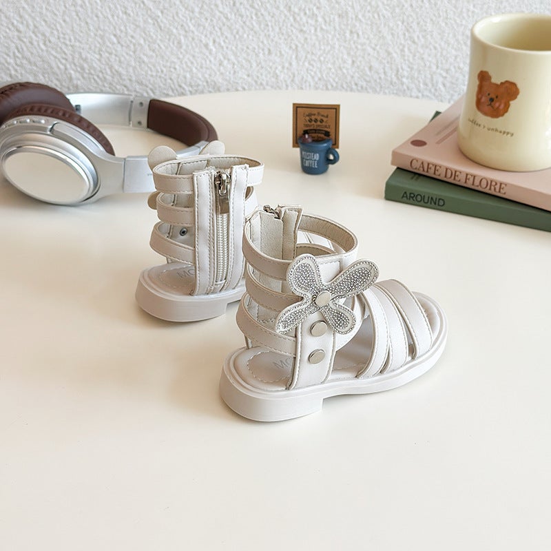 Girls' Sandals 2025 Fashion Children'S Rhinestone Roman Sandals Korean Style Soft Sole Western Style Princess Shoes - Image 5