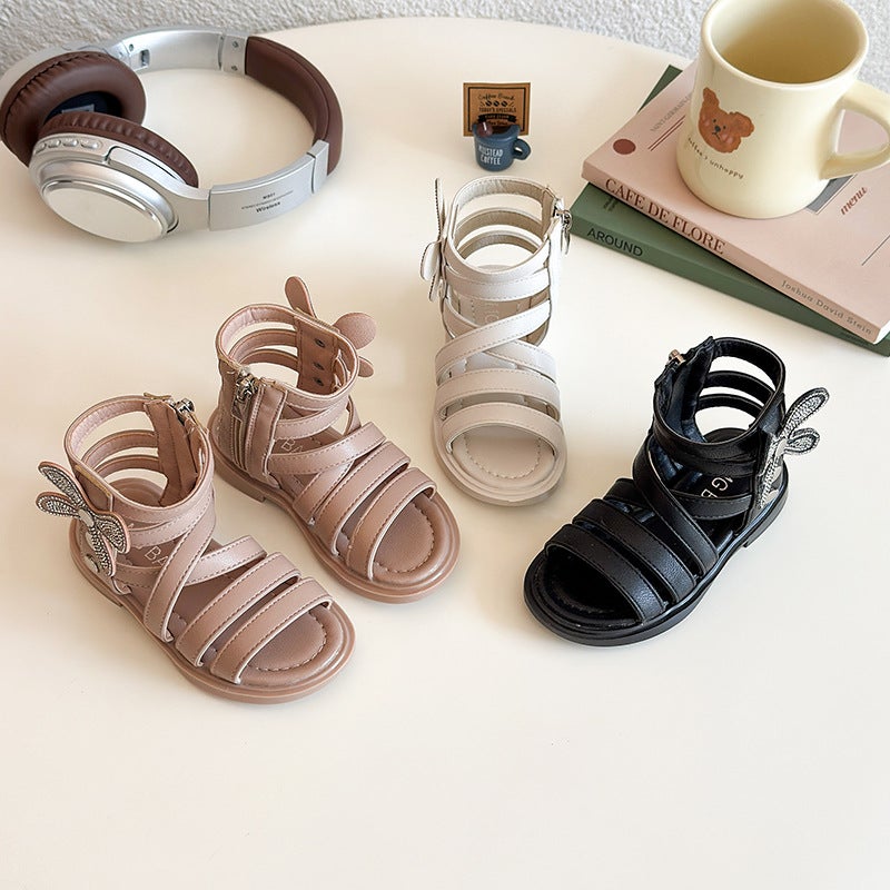 Girls' Sandals 2025 Fashion Children'S Rhinestone Roman Sandals Korean Style Soft Sole Western Style Princess Shoes - Image 3
