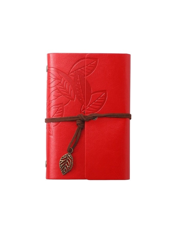 yongsheng 75 Pages Leather Hand Scrapbook Photo Album Book，Vintage Dark Red Leather Cover Loose Leaf Blank Notebook Journal Diary Gift  - Image 1