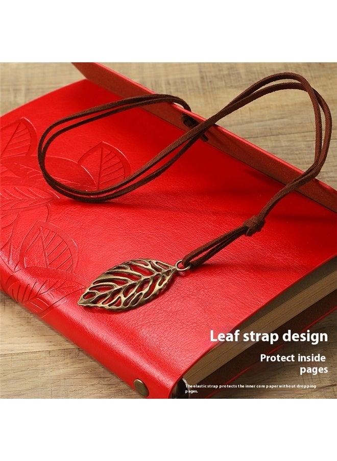 yongsheng 75 Pages Leather Hand Scrapbook Photo Album Book，Vintage Dark Red Leather Cover Loose Leaf Blank Notebook Journal Diary Gift  - Image 3