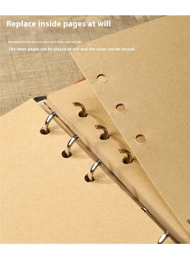 yongsheng 75 Pages Leather Hand Scrapbook Photo Album Book，Vintage Dark Red Leather Cover Loose Leaf Blank Notebook Journal Diary Gift  - Image 5