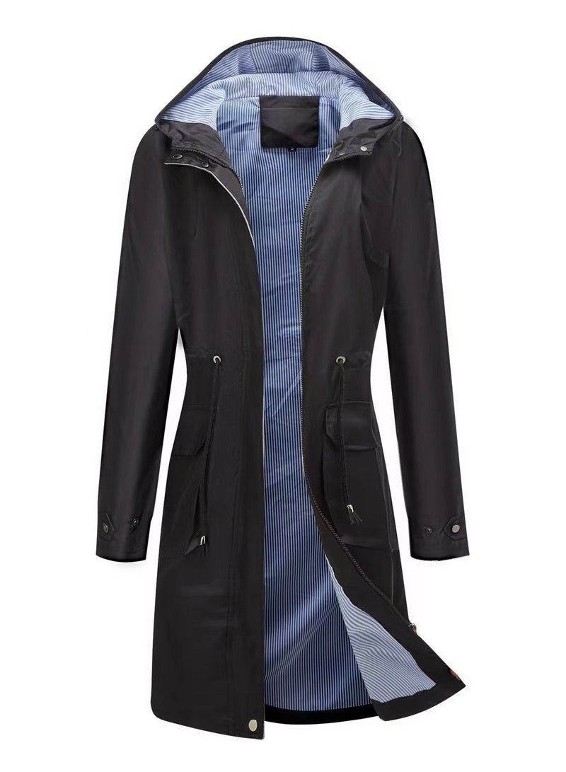 Loquat Autumn Winter Women's Hooded Windbreaker Casual Long Coat  - Image 4