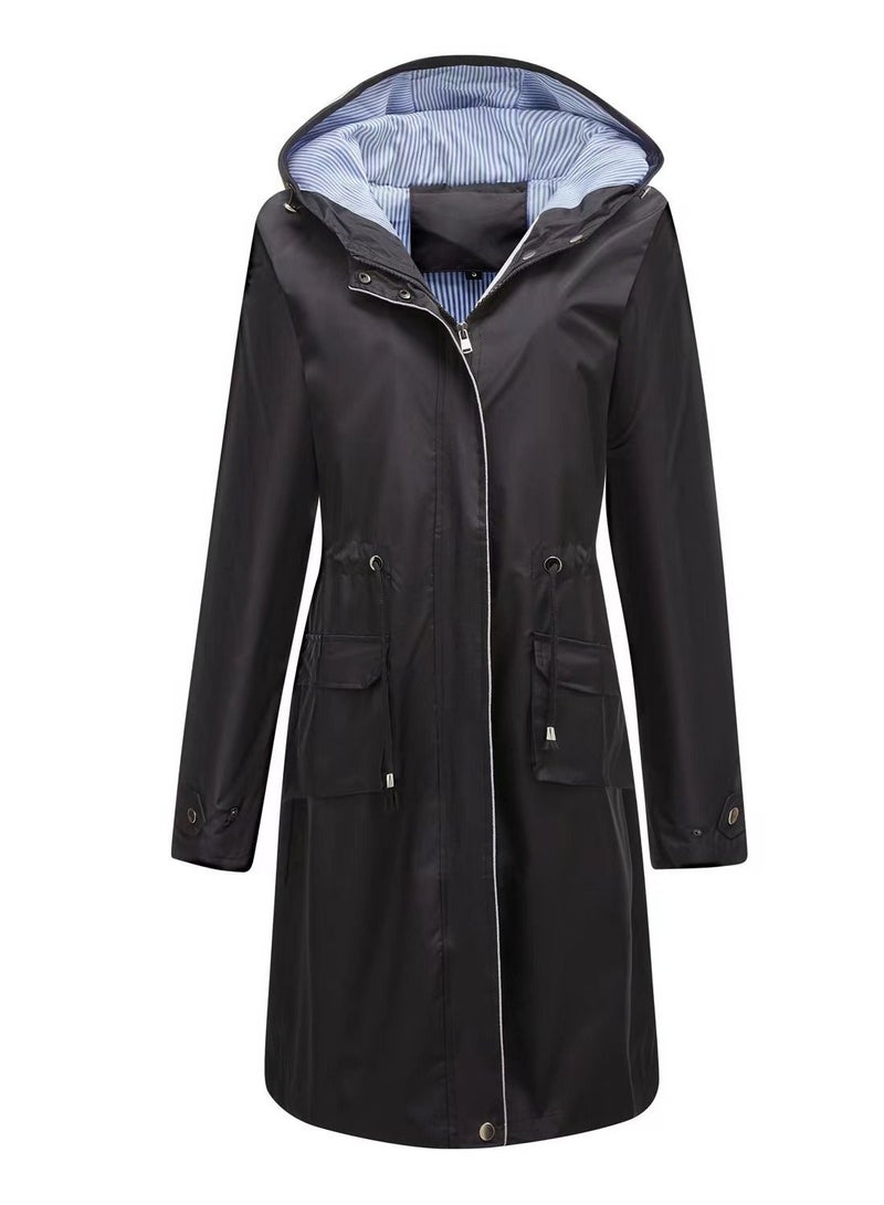 Loquat Autumn Winter Women's Hooded Windbreaker Casual Long Coat  - Image 2