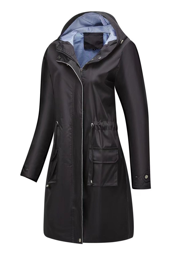 Loquat Autumn Winter Women's Hooded Windbreaker Casual Long Coat  - Image 3