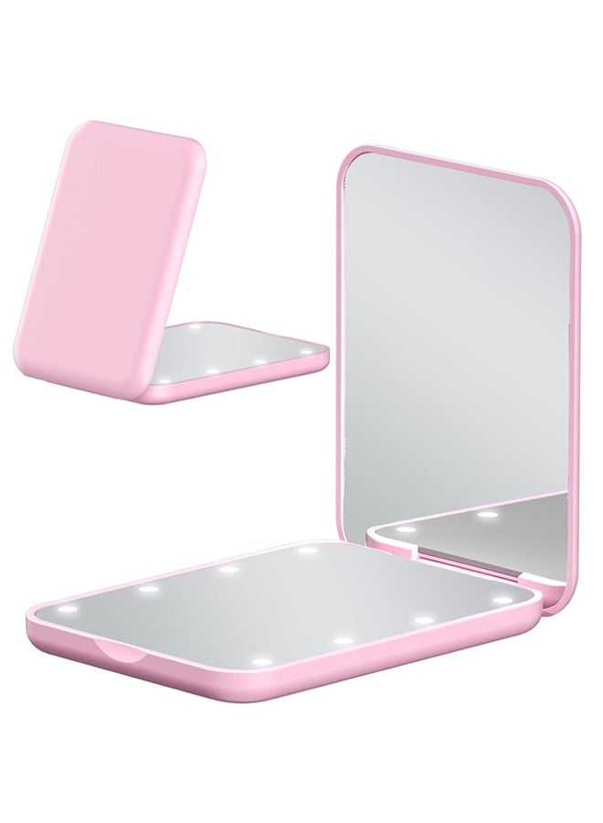 Compact Mirror, LED Travel Makeup Mirror with 1X/2X Magnification – Portable Lighted Pocket Mirror for Handbag & Purse, Small Illuminated Compact for Beauty & Touch-Ups  - Image 1