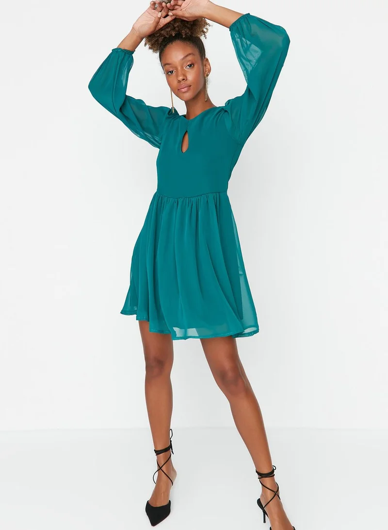 trendyol Ruffle Hem Puff Sleeve Dress