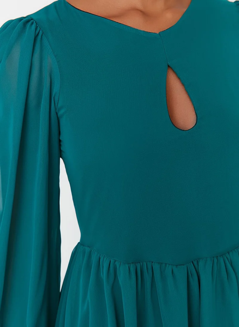 trendyol Ruffle Hem Puff Sleeve Dress