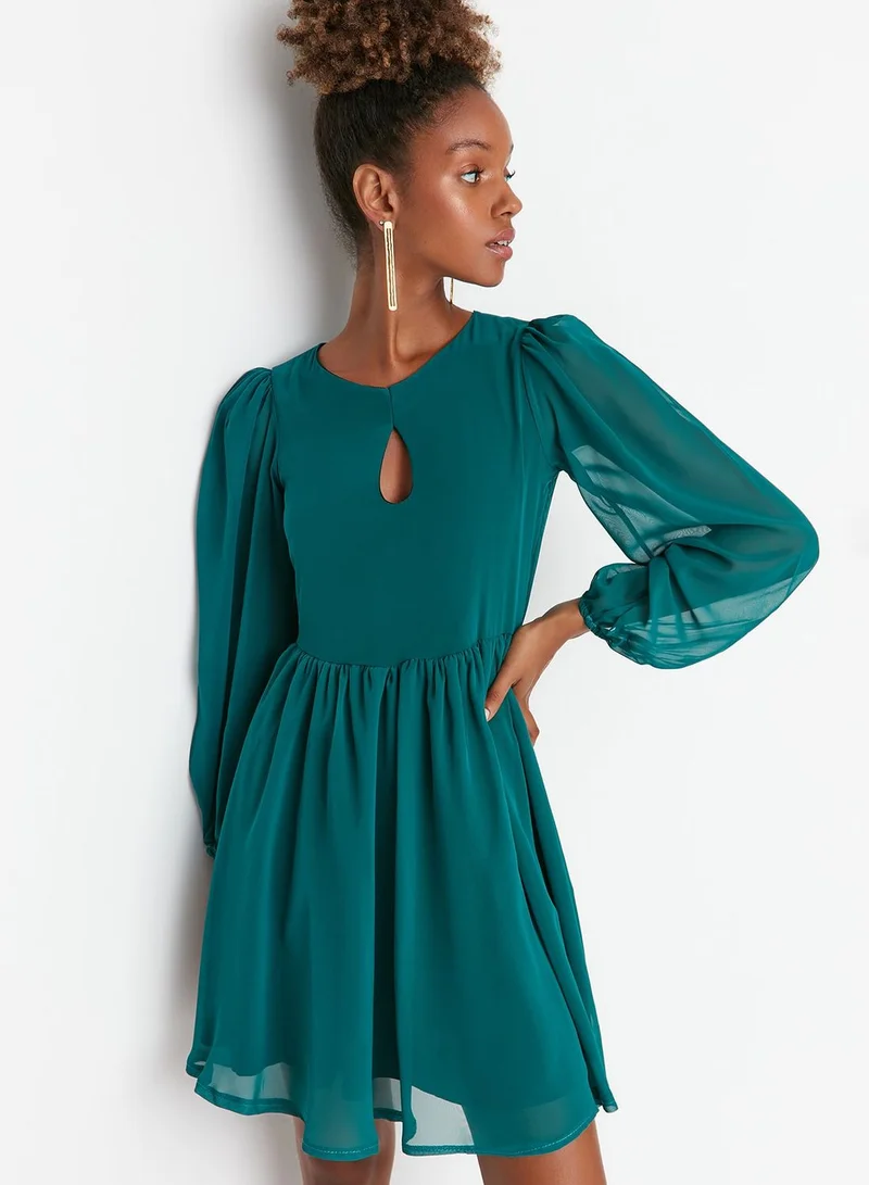 trendyol Ruffle Hem Puff Sleeve Dress