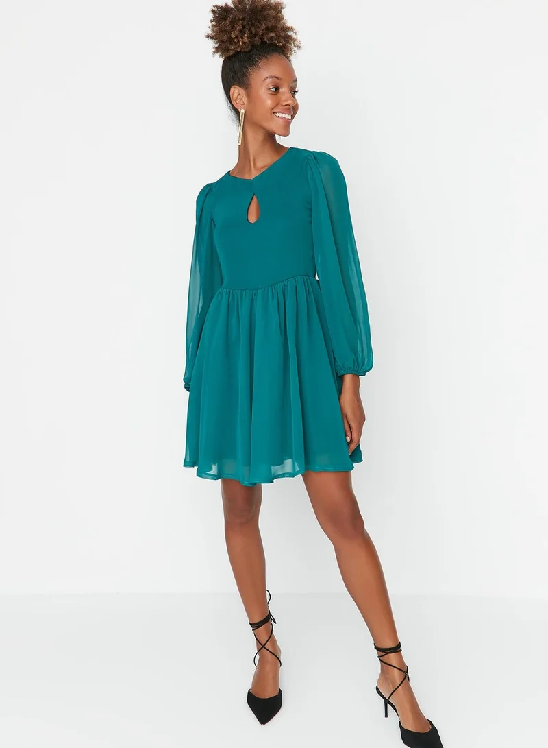 trendyol Ruffle Hem Puff Sleeve Dress