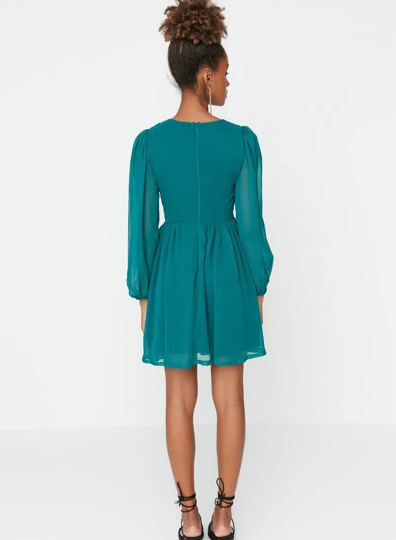 trendyol Ruffle Hem Puff Sleeve Dress